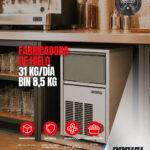 Máquina Italiana Fabricadora De Hielo 31kg/Día Bin 8.5kg - Full Inox. 304.