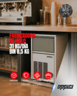 Máquina Italiana Fabricadora De Hielo 31kg/Día Bin 8.5kg - Full Inox. 304.