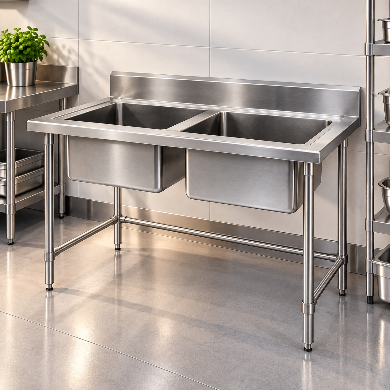 LL0620JC LAVADERO industrial de doble seno Lavadero 2 Tazas Inox - Línea Rímini - Imagen 1