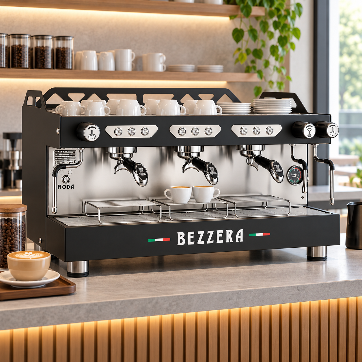 CE173BEN Cafetera ESPRESSO Bezzera en barra Cafetera Espresso Bezzera MODA DE 3 Grupos Negra | Italiana - Imagen 1